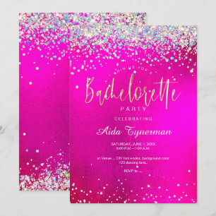 PixDezines Bachelorette Party Holographic Confetti Invitation