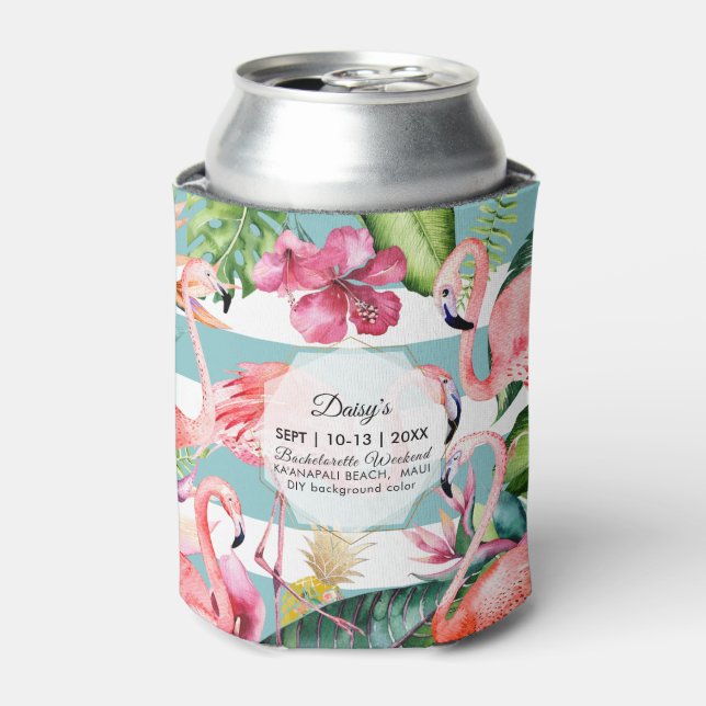 PixDezines Bachelorette Weekend Pink Flamingos DIY Can Cooler (Can Front)