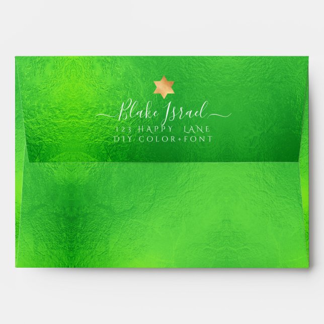 PixDezines Back Flap Return Address, Neon Green Envelope (Back (Top Flap))