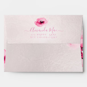 PixDezines Back Flap Return Address, Pink Roses Envelope