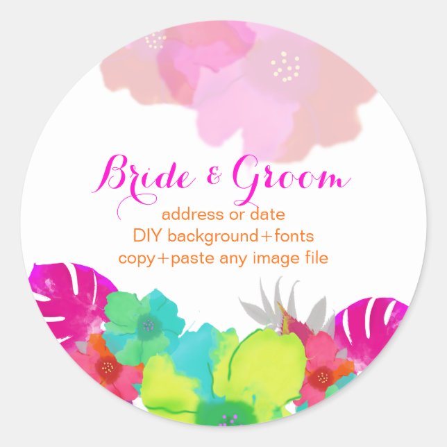 PixDezines bali kai/green/pink/DIY Classic Round Sticker (Front)