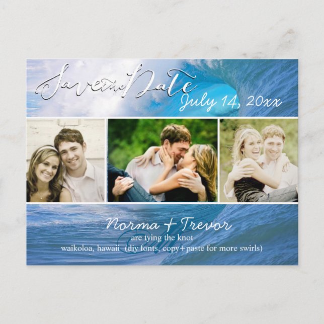 PixDezines banzai pipeline waves/save the date Announcement Postcard (Front)