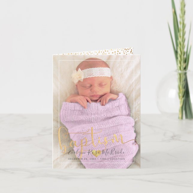 PixDezines Baptism Gold Script Font Card (Front)