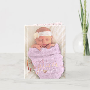 PixDezines Baptism Rose Gold Script Font Card