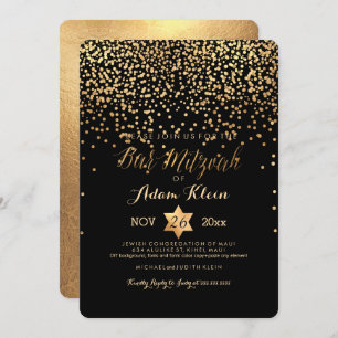 PixDezines Bar Mitzvah/Faux Gold Confetti Invitation