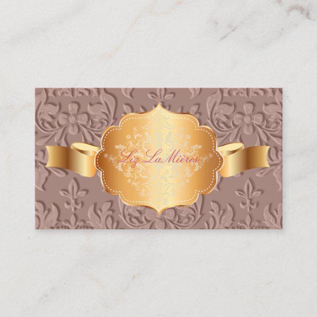 PixDezines Baroque damask/mauve Business Card (Front)