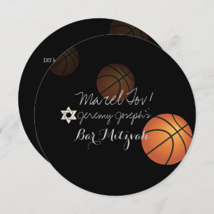 PixDezines Basketball Bar Mitzvah/DIY Colour Invitation