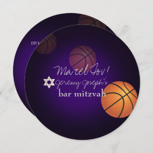 PixDezines Basketball Bar Mitzvah/DIY Colour Invitation