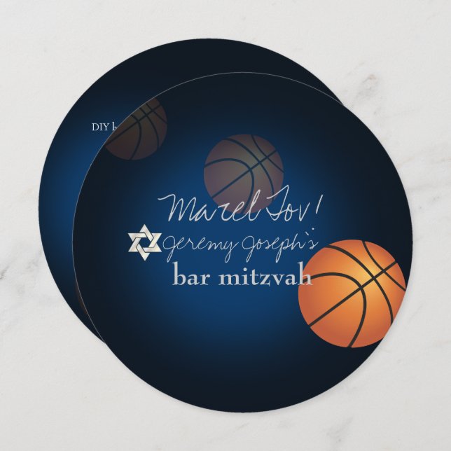 PixDezines Basketball Bar Mitzvah/DIY Colour Invitation (Front/Back)