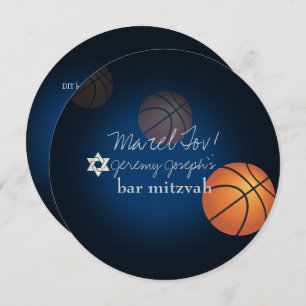 PixDezines Basketball Bar Mitzvah/DIY Colour Invitation