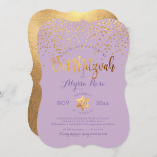 PixDezines Bat Mitzvah/Faux Gold Confetti Invitation