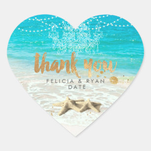 PixDezines beach/lightstrings+chandelier thank you Heart Sticker