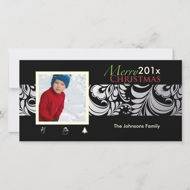 PixDezines Bellissimo Damask, christmas Holiday Card (Front)