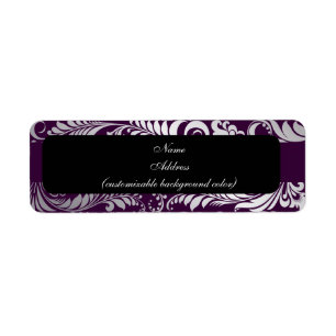 PixDezines Bellissimo Damask faux silver/plum Return Address Label