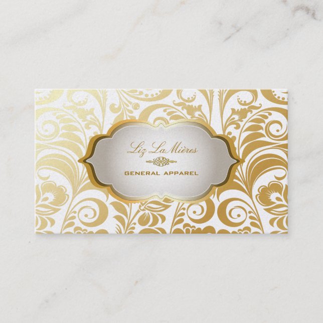 PixDezines bellissimo damask/metallic stock Business Card (Front)