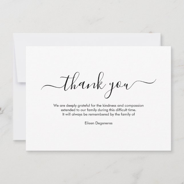 PixDezines Bereavement Thank You, after funeral In Invitation (Front)