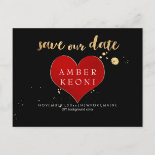 PixDezines Big Red Heart/Save Date/DIY colour Announcement Postcard