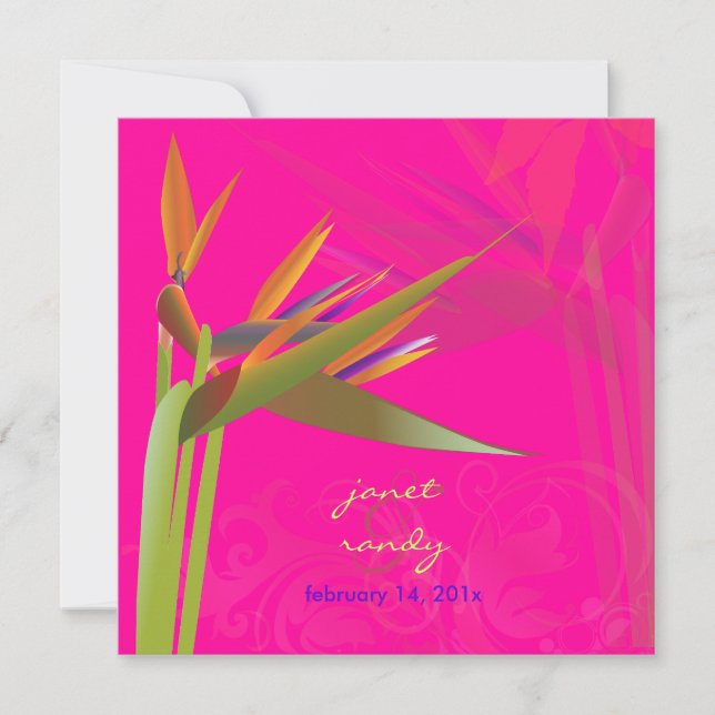 PixDezines BIRD OF PARADISE/DIY Background Colour Invitation (Front)