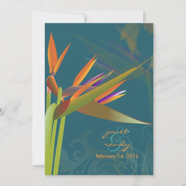 PixDezines BIRD OF PARADISE/DIY Background Colour Invitation (Front)