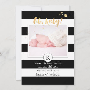 PixDezines birth announcement/b+w stripes Announcement