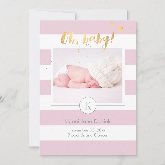 PixDezines birth announcement/DIYcolor stripes Announcement (Front)