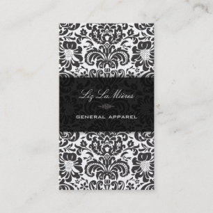 PixDezines Black Fidora Vintage Damask Business Card