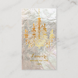 PixDezines black+gold chandeliers/faux silver Business Card