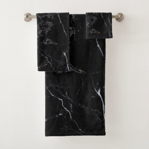 PixDezines Black Marble Bath Towel Set