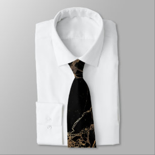 PixDezines Black Marble Slab+Gold Veins Tie