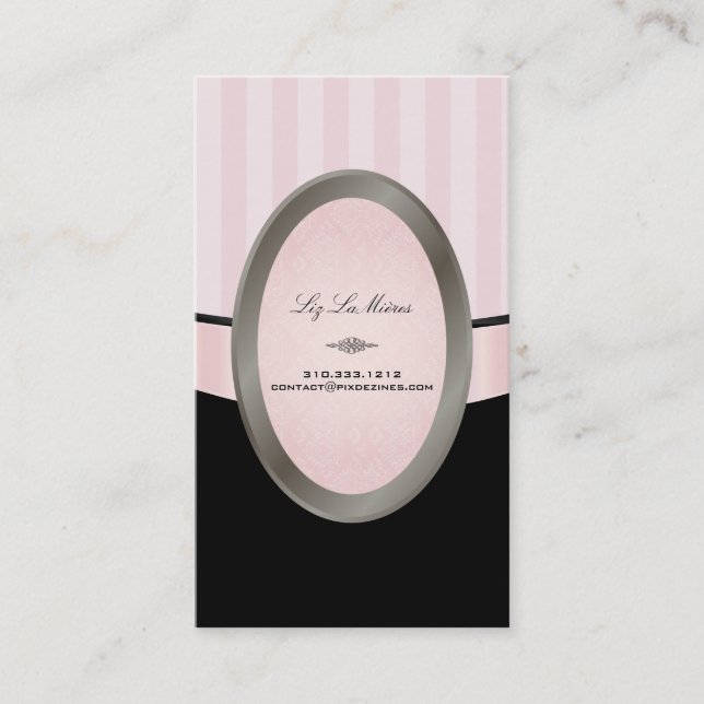PixDezines Black, Pink, White, adjustable stripes Business Card (Front)