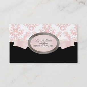 PixDezines Black, Pink, White Céleste Damask Business Card