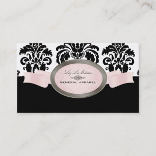 PixDezines Black, Pink, White Isabella Damask Business Card