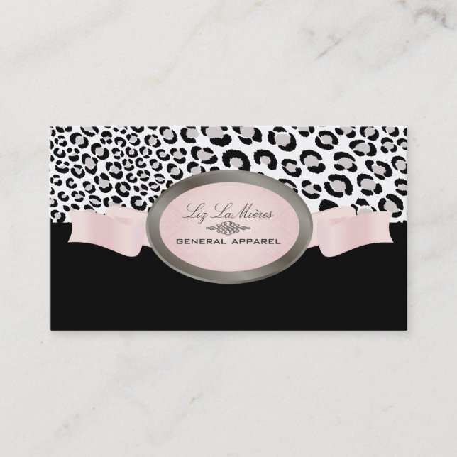 PixDezines Black, Pink, White Leopard spots Business Card (Front)