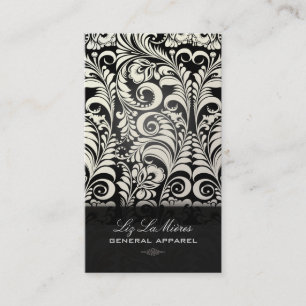 PixDezines Black+White Bellissimo Vintage Damask Business Card