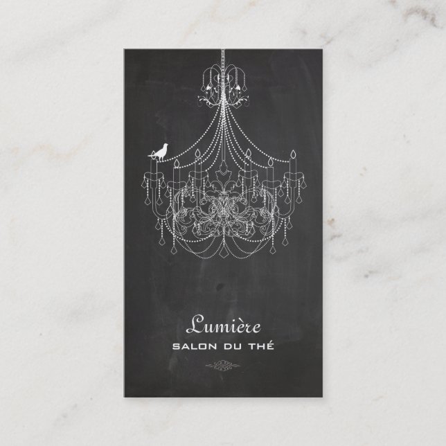 PixDezines Black+White Chandelier/chalkboard Business Card (Front)