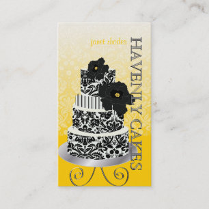 PixDezines Black+White damask cake/pâtisserie Business Card