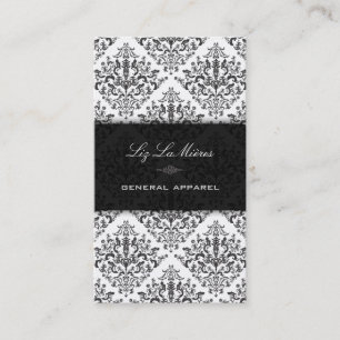PixDezines Black+White Étienne Vintage Damask Business Card