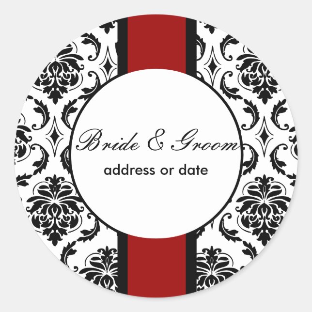 PixDezines black+white vendome damask, dIY colours Classic Round Sticker (Front)