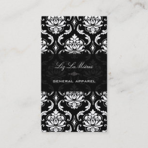 PixDezines Black+White Vendome Vintage Damask Business Card
