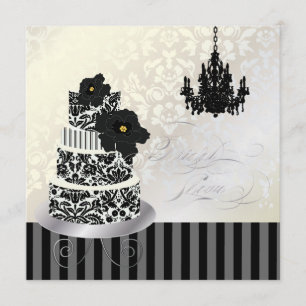 PixDezines BLACK+WHITE WEDDING CAKE BRIDAL SHOWER Invitation