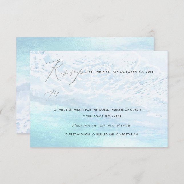 PixDezines Blue Coastal, Beach RSVP w Meal Invitation (Front/Back)