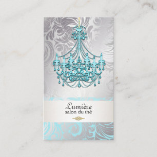 PixDezines BLUE CRYSTAL CHANDELIER/DAMASK/DIY Business Card