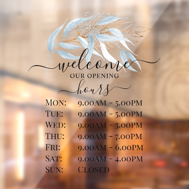 PixDezines Blue Gum Eucalyptus Sprig Store Hours (Sheet 2)