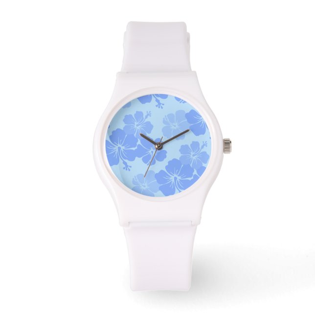 PixDezines blue hibiscus/diy background Watch (Front)