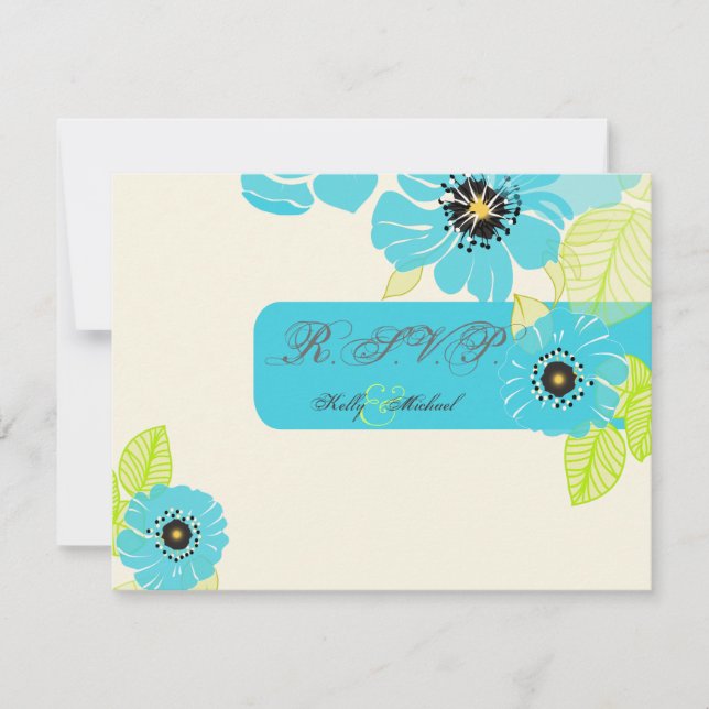 PixDezines Blue Poppies RSVP cards (Front)