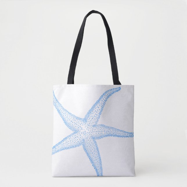 PixDezines Blue Starfish /DIY background colour Tote Bag (Front)