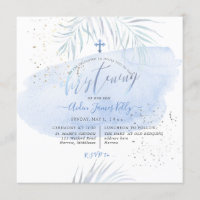 PixDezines Blue Watercolor Palms Christening