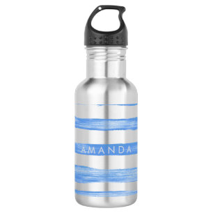 PixDezines Blue Watercolor Stripes/adjustable 532 Ml Water Bottle