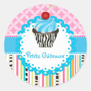 PixDezines blueberry swirls cupcake/DIY colour Classic Round Sticker