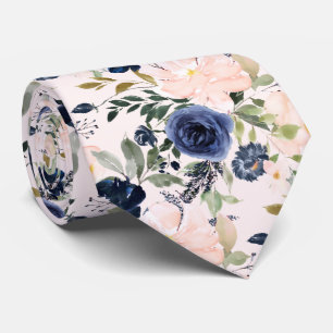 PixDezines Blush Blue Watercolor Flowers DIY colou Tie